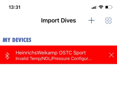 Fehlermeldung der App